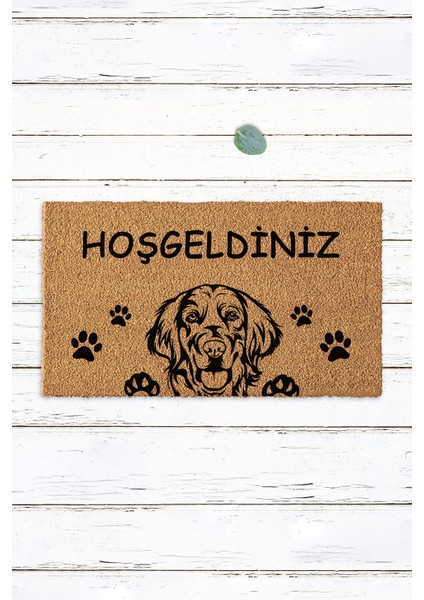 Köpekli ve Pati Izleri Hoşgeldiniz Yazılı Paspas
