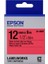 Lk-4rbp Pastel Siyah Üzeri Kırmızı 12mm 9 mt Etiket 1