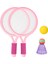 Çocuklar Plastik Badminton Tenis Raketleri Top Seti Bahçe Sporları Oyuncaklar Hediyeler Pembe (Yurt Dışından) 1