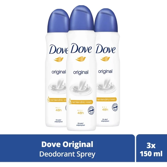 Dove Kadın Sprey Deodorant Original 150 Ml X3