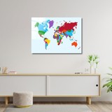 Art of Wall Artofwalldesign ''dünya Haritası Renkli'' Cam Tablo Uv