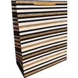 Eventpartystore Karton Çanta Şerit Modeli Gold Siyah 32CM x 26CM - 1 Adet