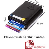 Newish Polo Adelina Erkek Siyah Deri Mekanizmalı Otomatik Kızaklı Kartlık Cüzdan (7CMX10CM)