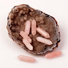 Taş Sandığı Küçük Boy Pembe Kuvars Taşı Çift Uçlu Kazık