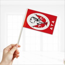 Süsle Bebek ve Parti Ata Bayrağı Sopalı, 18CM x 12CM - 10 Adet