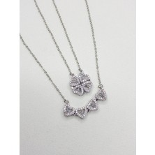 Stainless Steel Paslanmaz Çelik Yonca Kalp Detay Kolye