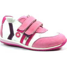 Bayrak 2433  Beyaz Pudra Cırtlı Ortopedik Kız Çocuk Spor Ayakkabı