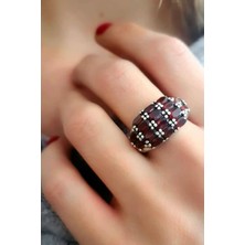 Ose Shop Granat Taşlı Gümüş Tasarım Yüzük