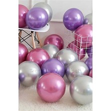 Trend Hediye Sepeti Krom Mor Gümüş Pembe Balon 15 Adet