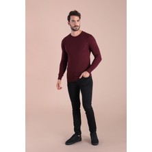 Ferraro Bisiklet Yaka Superfine Yün Kazak - Bordo