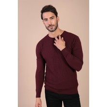Ferraro Bisiklet Yaka Superfine Yün Kazak - Bordo