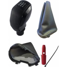 Moda Logan 2 Sandero 2 Siyah Kapaklı Spor Vites Topuzu ve Körüğü