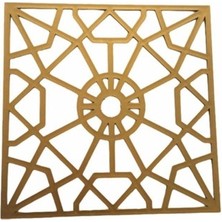 Dekoratif Mobilya Süsü Selçuklu Kare Süs Altın 24X24 cm Çok Amaçlı Süs Sarı