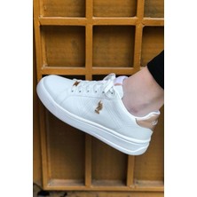 U.S. Polo Assn. Kadın Beyaz Sneaker Düz Tabanlı Spor Ayakkabı Kadın Kullanıma Uygun