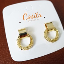 Cosita Yellow Gold Metal Çoklu Vintage Küpe