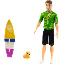Mix Oyuncak Oyuncak Bebek Sporcu Ken Sörfcü Köpeği 30 cm
