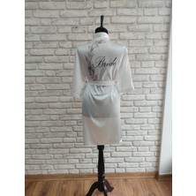 Lasilla Kadın Beyaz Bride Yazılı  Saten Sabahlık