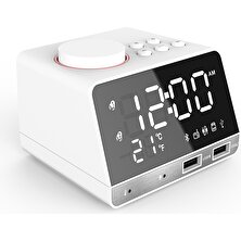 Szykd K11 Yaratıcı LED Bluetooth 4.2 Hoparlör Çalar Saat Müzik Ekran Radyo Beyaz (Yurt Dışından)