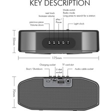Szykd M5 Serin Baykuş Tasarım Bluetooth Hoparlör LED Flaş Kablosuz Hoparlör Fm Radyo Çalar Saat Tf Kart Siyah (Yurt Dışından)