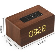 Szykd W5C Subwoofer Ahşap Saat Bluetooth Hoparlör Destek Tf Kartı ve 3.5mm Aux Kahverengi Ahşap (Yurt Dışından)