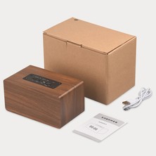 Szykd W5C Subwoofer Ahşap Saat Bluetooth Hoparlör Destek Tf Kartı ve 3.5mm Aux Kahverengi Ahşap (Yurt Dışından)