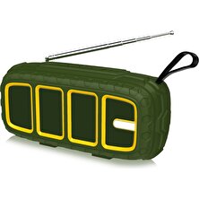 New Rixing NR-5018FM Anten ile Açık Taşınabilir Bluetooth Hoparlör Yeşil + Sarı (Yurt Dışından)
