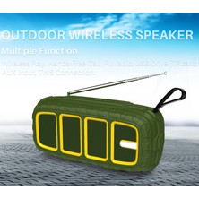 New Rixing NR-5018FM Anten ile Açık Taşınabilir Bluetooth Hoparlör Yeşil + Sarı (Yurt Dışından)