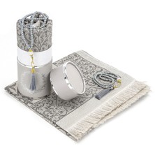 Özel Silindir Kutulu Seccade Seti Gri