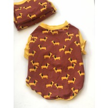 Missdaisy Petboutique Sarı Köpek Desen Penye Tshirt