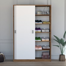 Missia Mobilya Trani Ceviz-Beyaz Geniş Sürgülü Gardırop