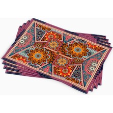 Cango Home Kahverengi Çok Renkli Etnik Vintage Desenli Dijital Baskılı Amerikan Servisi 4'lü Set OTYK450-AS