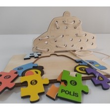 Ankebut Araba Modelli 2 Parça İp Geçirmeli ve Renkli Puzzle