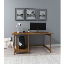 Woodface Lisa Çalışma Masası 120X75 Doğal Ahşap 2 Bölüm Özel Tasarım Uyumlu Görünüm