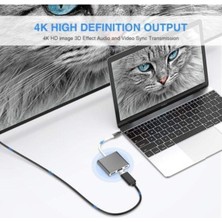 AteşTech Macbook Uyumlu 4K Type C To 3 Portlu Hdmı - USB - Type-C Çevirici Adaptör