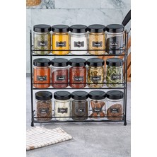 VIP Gross 3 Katlı Küçük Stant 15 Li Yuvalak  Cam Kavanoz Seti