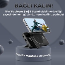 Bix PB102 Stand Özellikli Led Göstergeli 10000 mAh Kablosuz + 2 Portlu MagSafe Uyumlu Powerbank