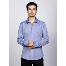 Salve Erkek Slim Fit Uzun Kollu Klasik Mavi Gömlek 22103