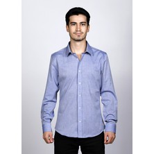 Salve Erkek Slim Fit Uzun Kollu Klasik Mavi Gömlek 22103