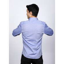 Salve Erkek Slim Fit Uzun Kollu Klasik Mavi Gömlek 22103