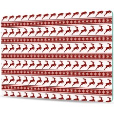 Decovetro Cam Kesme Tahtası ve Sunum Tablası Kırmızı Geyik Desenli