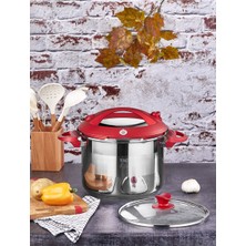 Taç Presto Indüksiyon Tabanlı 10 Litre Düdüklü Tencere Kırmızı