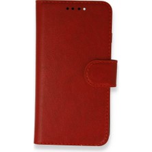 Casetify Oppo A74 Uyumlu Delüxe Kapaklı Standlı Cüzdanlı Suni Deri Kılıf Kırmızı