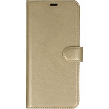 Casetify Redmi Note 10 Pro Uyumlu Delüxe Kapaklı Standlı Cüzdanlı Suni Deri Kılıf Gold