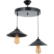 Mylights  Retro Metal Sarkıt Ikili Mat Siyah Avize