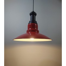 Mylights  Vintage Retro Rustk Metal Kırmızı Sarkıt Avize Siyah Askılı
