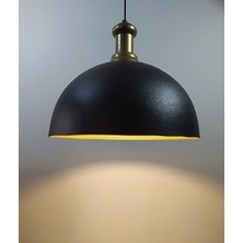 Mylights Vintage  40 cm  Retro Rustik Siyah  Içi Altın  Metal Sarkıt Avize