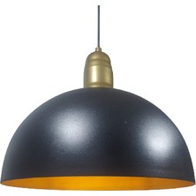 Mylights  Retro  Rustik  Metalsarkıt Avize Siyah  Içi Altın  40 cm En