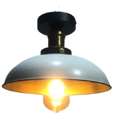 Mylights Retro Rustik  Tavan Avize Siyah  Içi Altın  Plofonyer Armatür