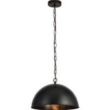 Mylights  Retro Rustik  Metal Sarkıt Avize Siyah  Içi Eskitme Patinalı  En  40 cm