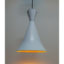 Mylights  Retro Beyaz  Içi Altınmetal Sarkıt Avize Konik Avize